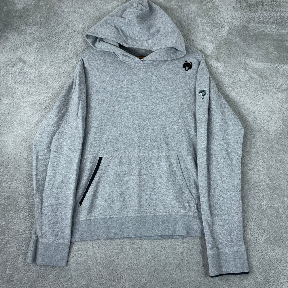Greyson Hoodie Mens Large Gray Pima Cotton Wolf Palm Tree Embroidered Golf